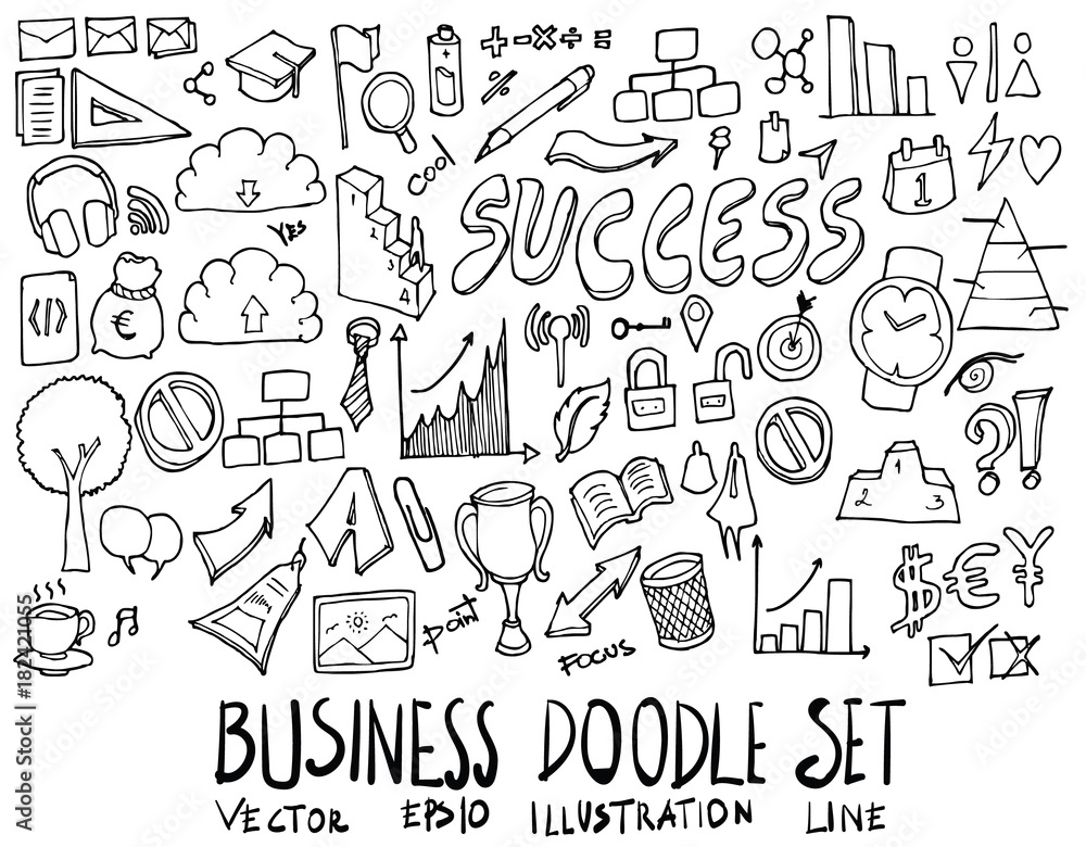 Set of Business illustration Hand drawn doodle Sketch line vector eps10 Set of Business illustration Hand drawn doodle Sketch line vector eps10