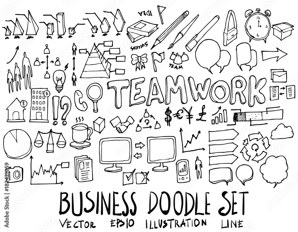 Set of Business illustration Hand drawn doodle Sketch line vector eps10 Set of Business illustration Hand drawn doodle Sketch line vector eps10