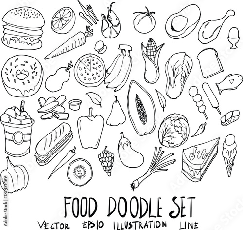 Set of Internet illustration Hand drawn doodle Sketch line vector eps10