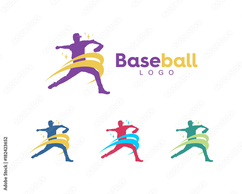 awesome pitcher baseball player logo awesome pitcher baseball player logo