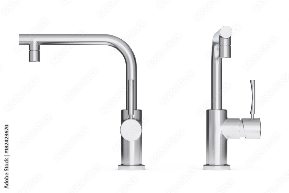 Modern Stainless Steel Kitchen Water Tap, Faucet. 3d Rendering Modern Stainless Steel Kitchen Water Tap, Faucet. 3d Rendering