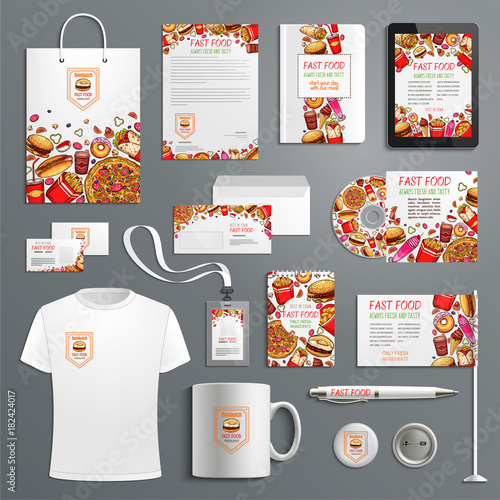 Advertising promo vector items for fast food