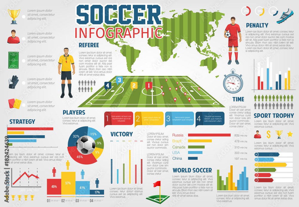 Fototapeta premium Vector infographic for soccer football world game