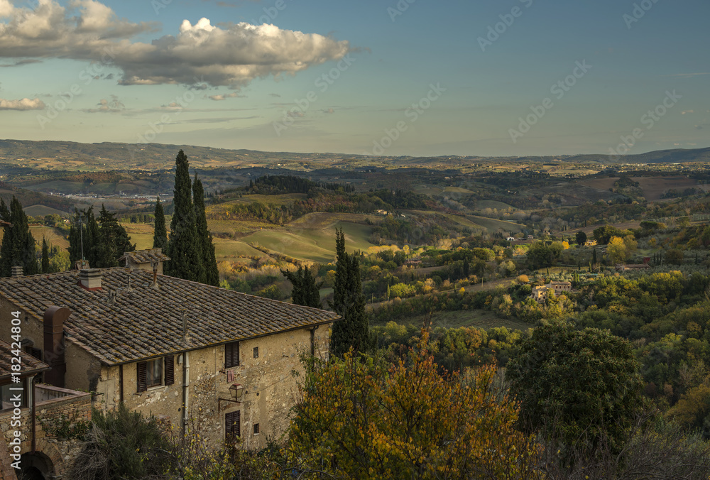 landscape in Toskana Itali, areal view
