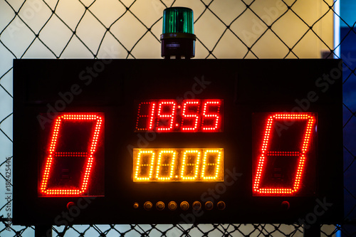 LED Score Board Panel in the Indoor Soccer Field at the Night Time
