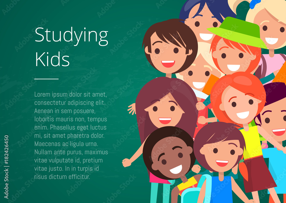 Studying Kids Isolated Vector Illustration