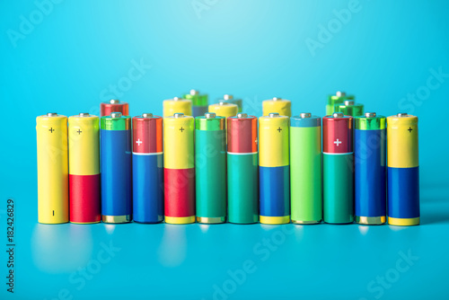Wallpaper Mural Closeup of a pile of color used alkaline AA batteries. Concept recycling of harmful substances for ecology Torontodigital.ca