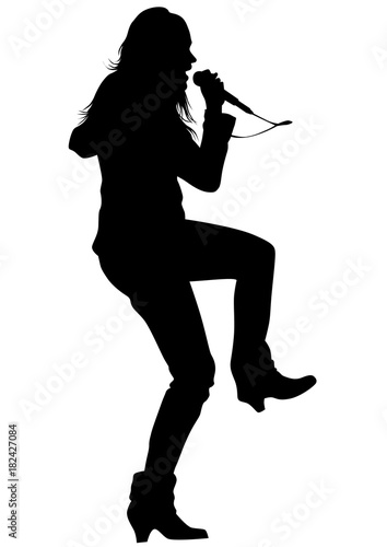 Beautiful women whit microphon on white background