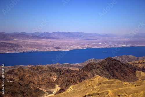 Observation of the port of Aqaba from the mountains of Eilat