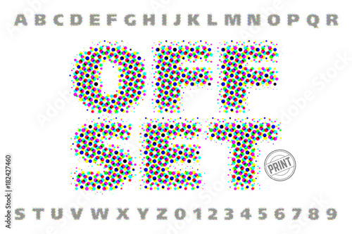 Offset print style modern font