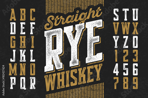 Vintage style modern font, straight rye whiskey simple label design