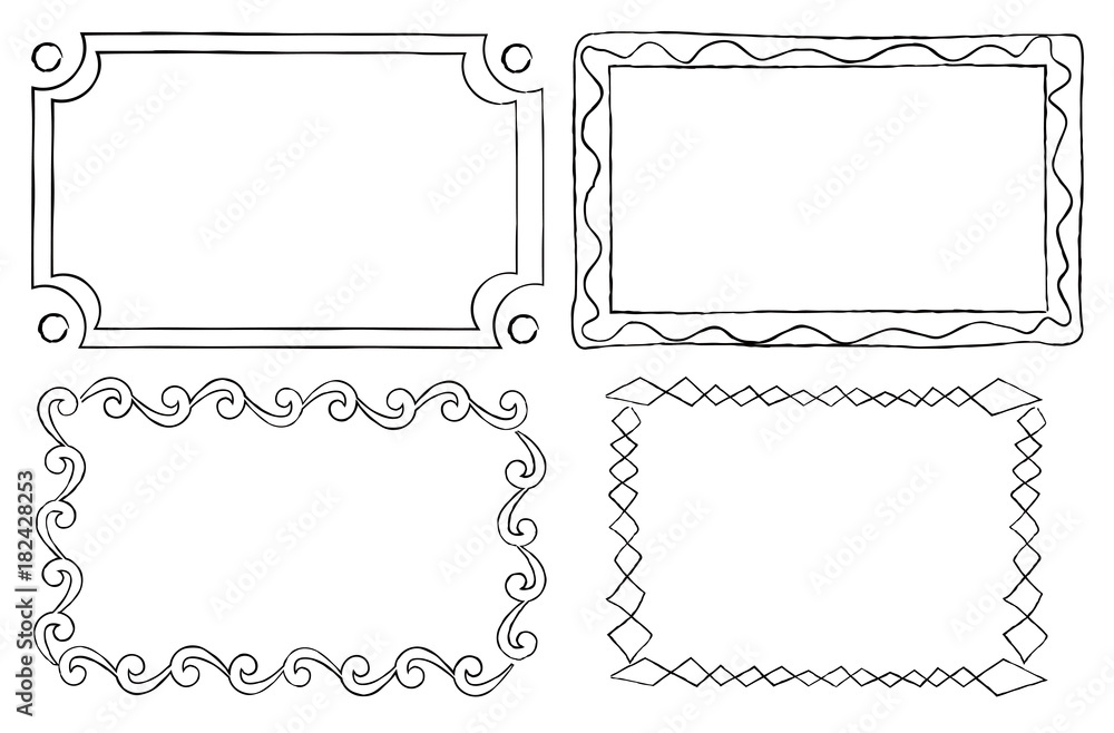 Fotografie Vintage Ornamental Frames in Linear Graphic Style