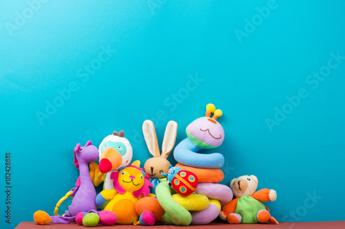 Εκτύπωση καμβά Set of colorful Kids toys frame. Copy space for text