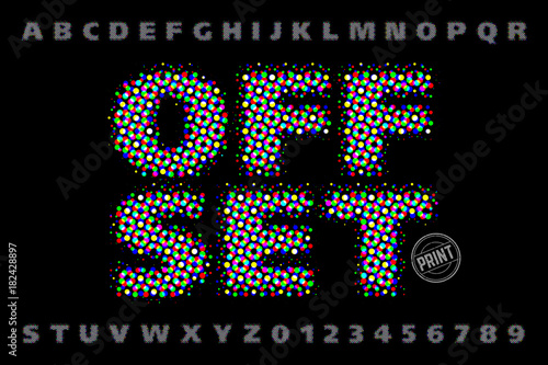 Offset print style modern font