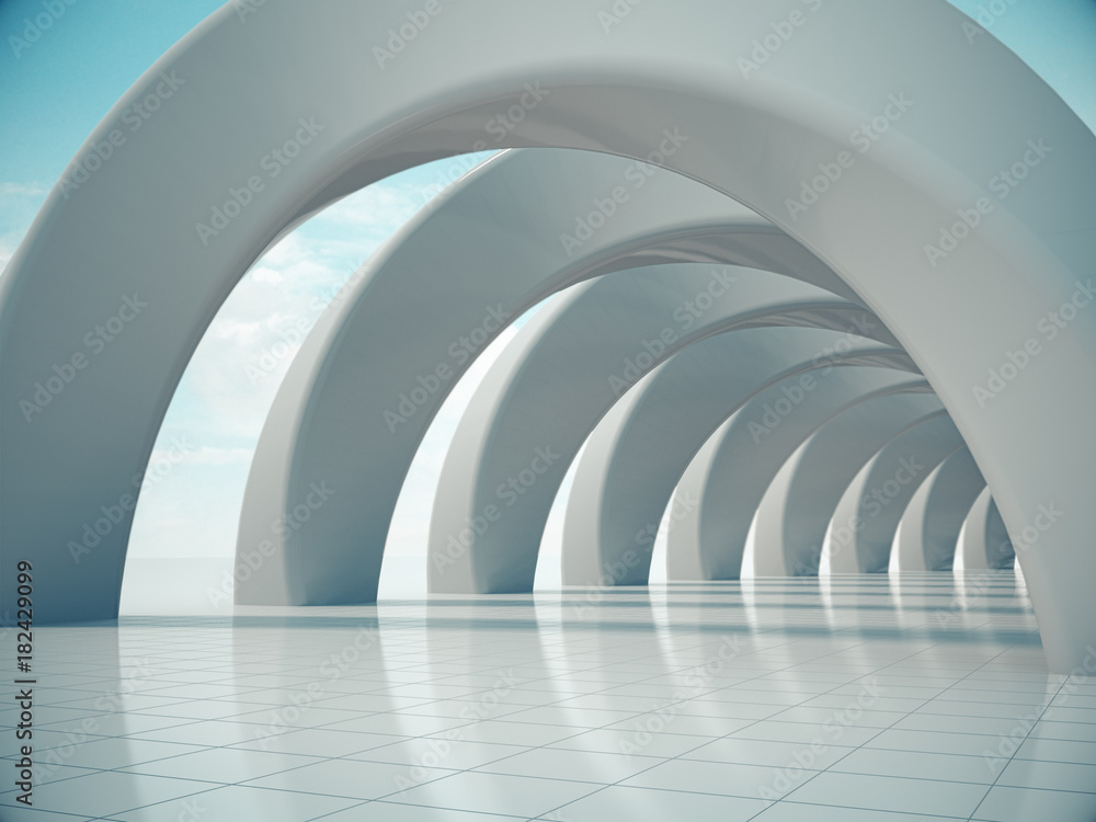 Fototapeta premium Abstract structure,Product showcase background,Long tunnel.3D rendering 