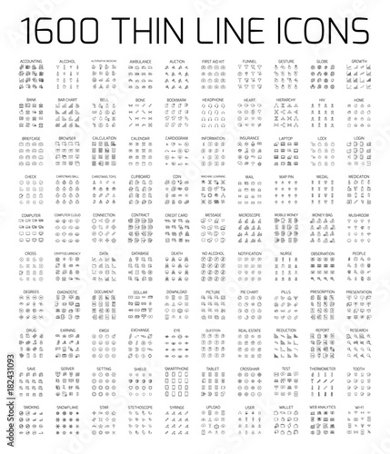 Exclusive 1600 thin line icons set
