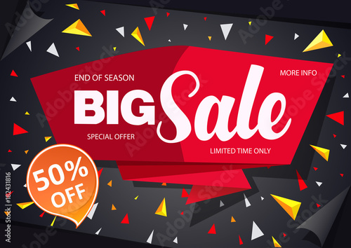 Sale banner template design black with red