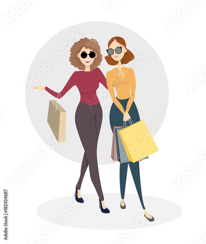 Women friends shopping.