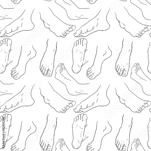 seamless pattern foot men in different positions.  illustration