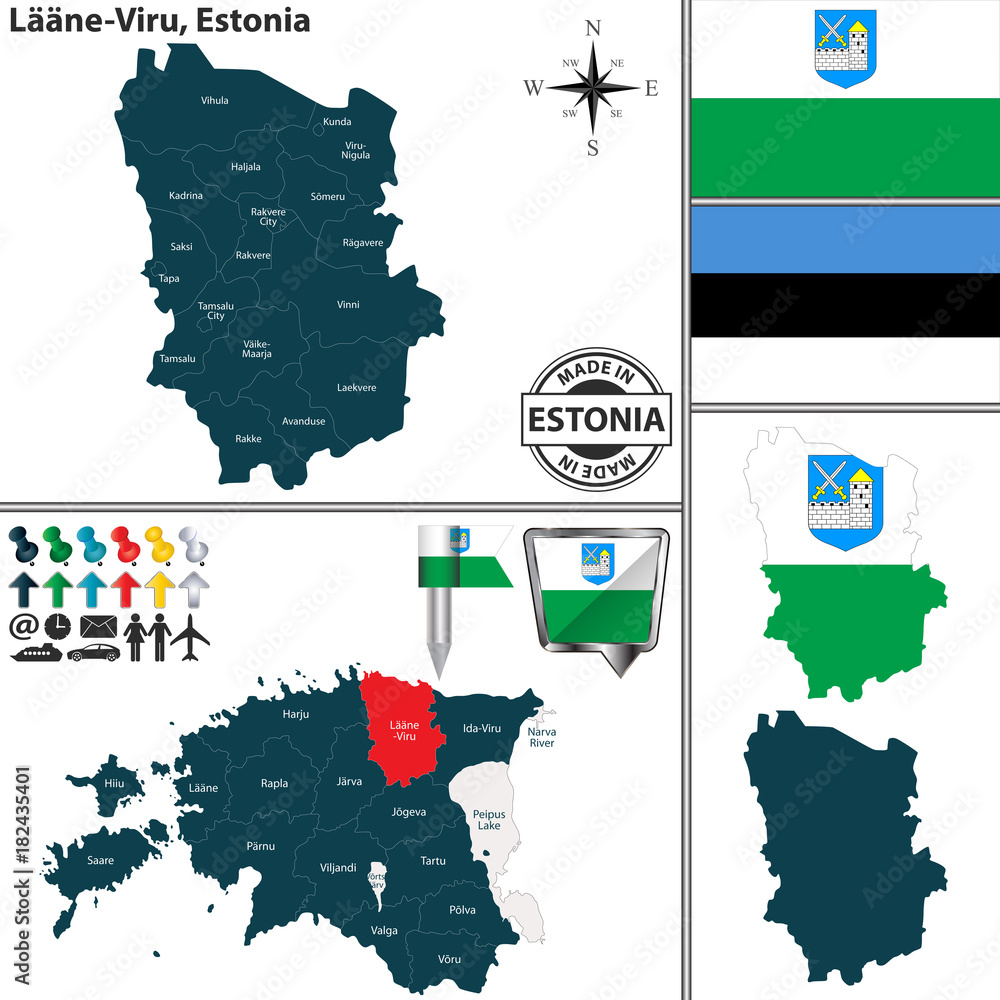 Fototapeta premium Map of Laane Viru, Estonia