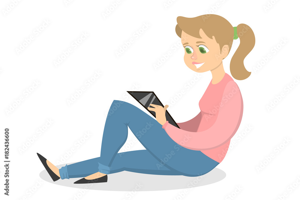 Girl with tablet. Girl with tablet.