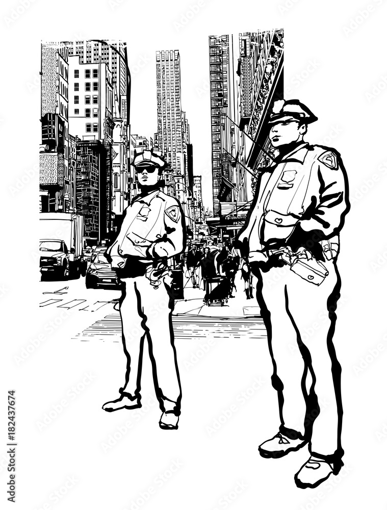 Policemen in the 5th avenue in New York