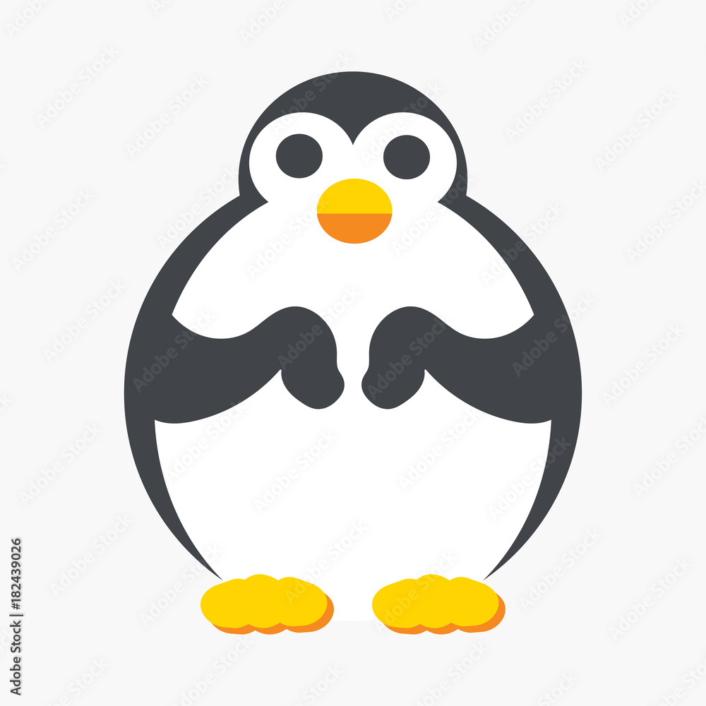 Obraz premium Cute cartoon penguin on white background