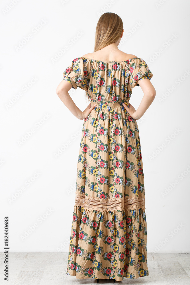 Young girl in a long color dress Young girl in a long color dress