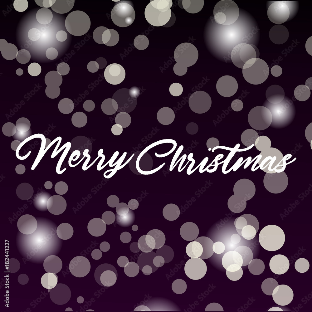 Merry Christmas message and light background. Vector
