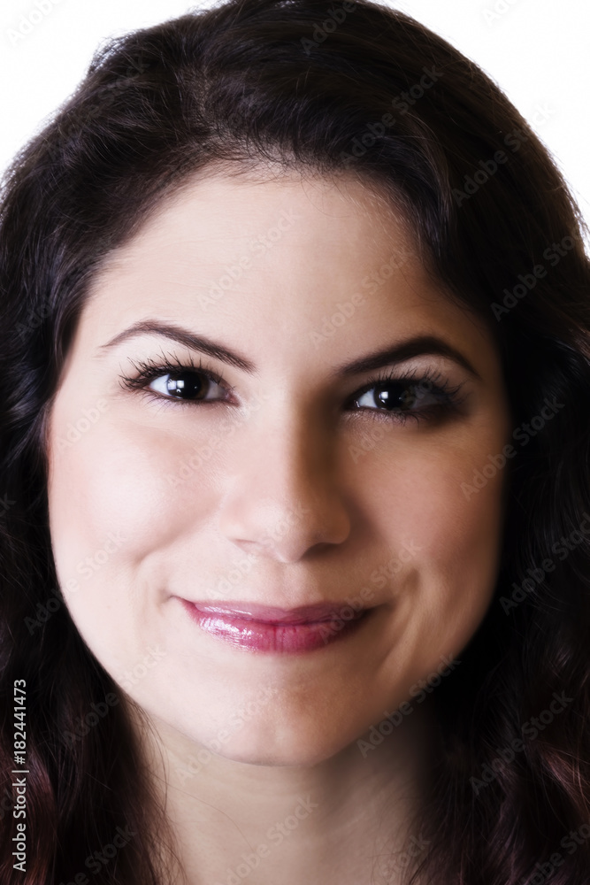 Close Portrait Of Smiling Attractive Caucasian Woman Close Portrait Of Smiling Attractive Caucasian Woman