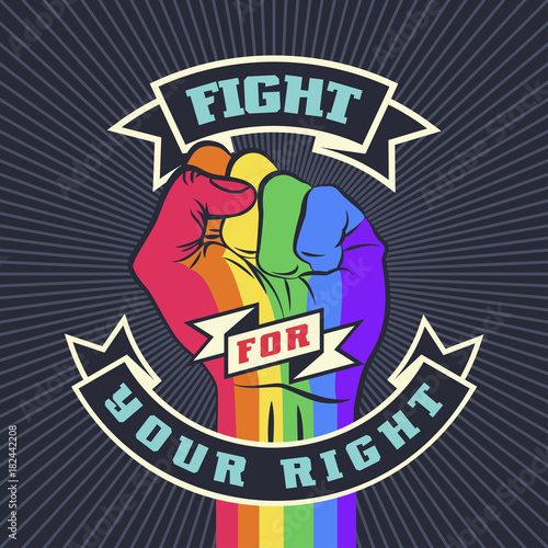 Vintage lgbt propaganda lettering quote with hand