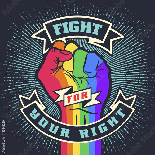 Vintage lgbt propaganda lettering quote with hand