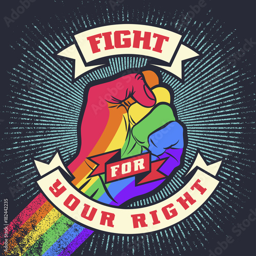 Vintage lgbt propaganda lettering quote with hand