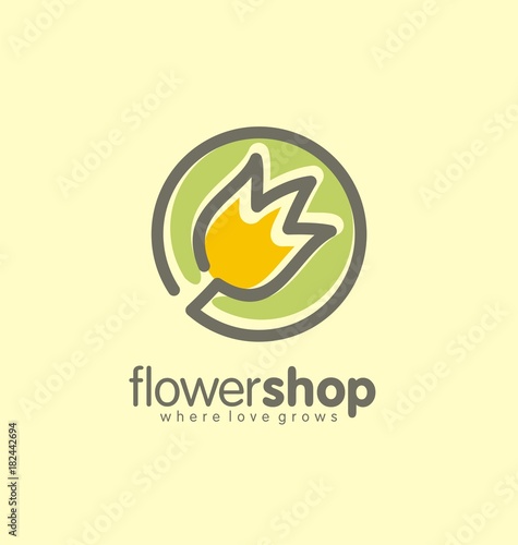 Flower shop creative sign concept. Florist logo design template.