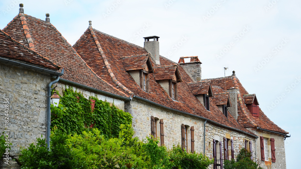 Typical houses from the French village of Loubressac Typical houses from the French village of Loubressac