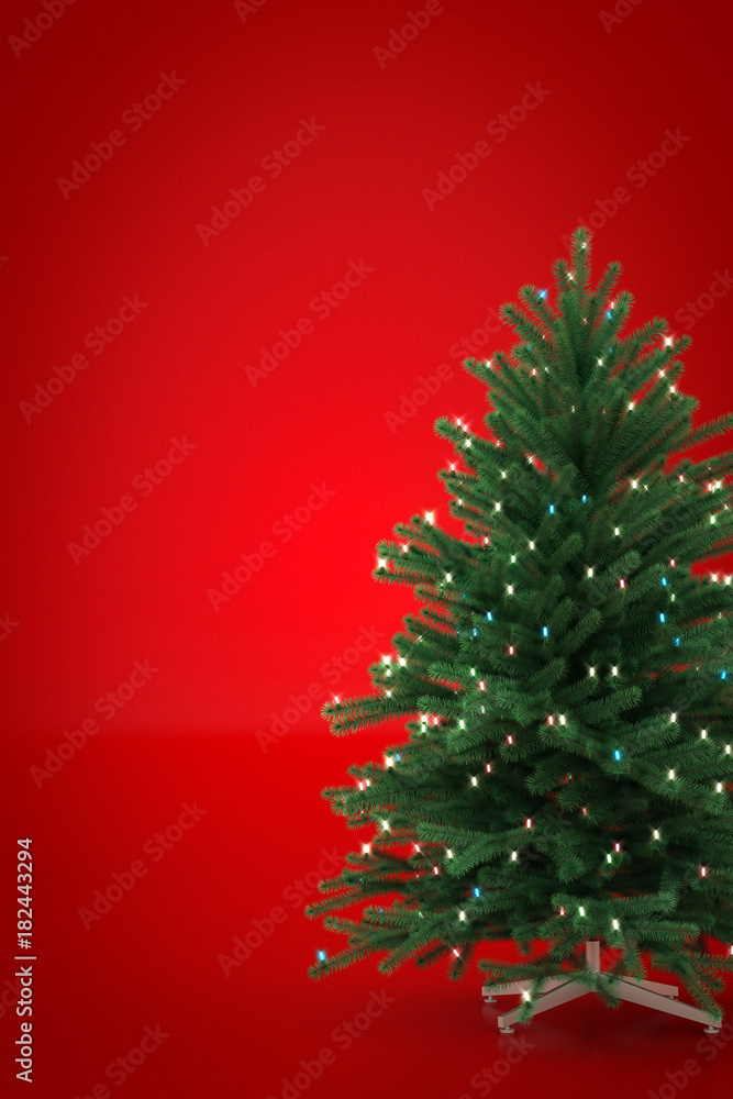 Christmas tree on red background. 3D Render Christmas tree on red background. 3D Render