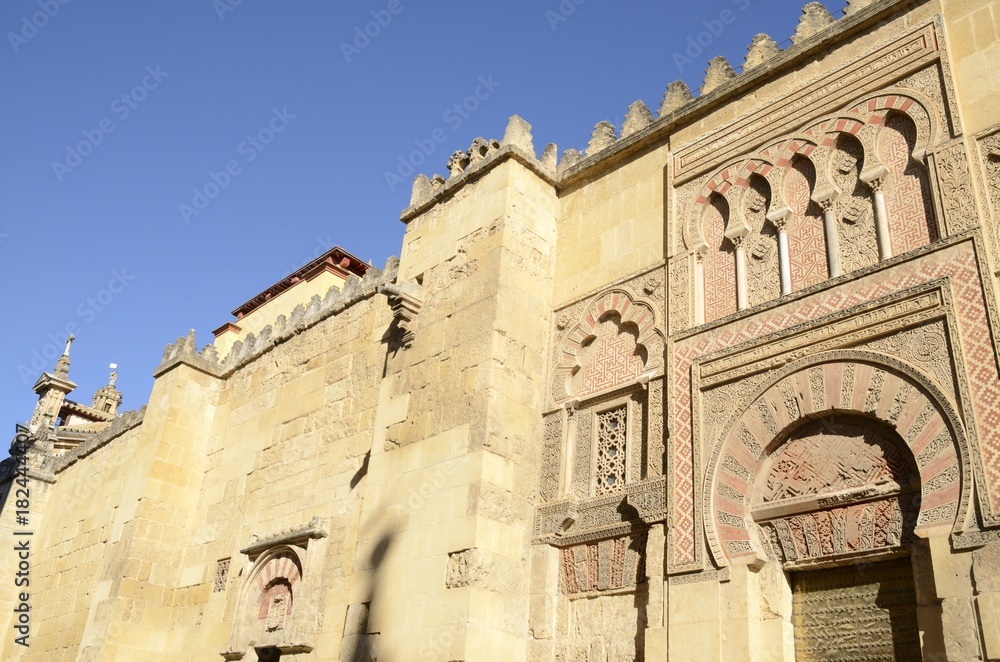 Facade of mosque in Cordoba, Andalusia, Spain