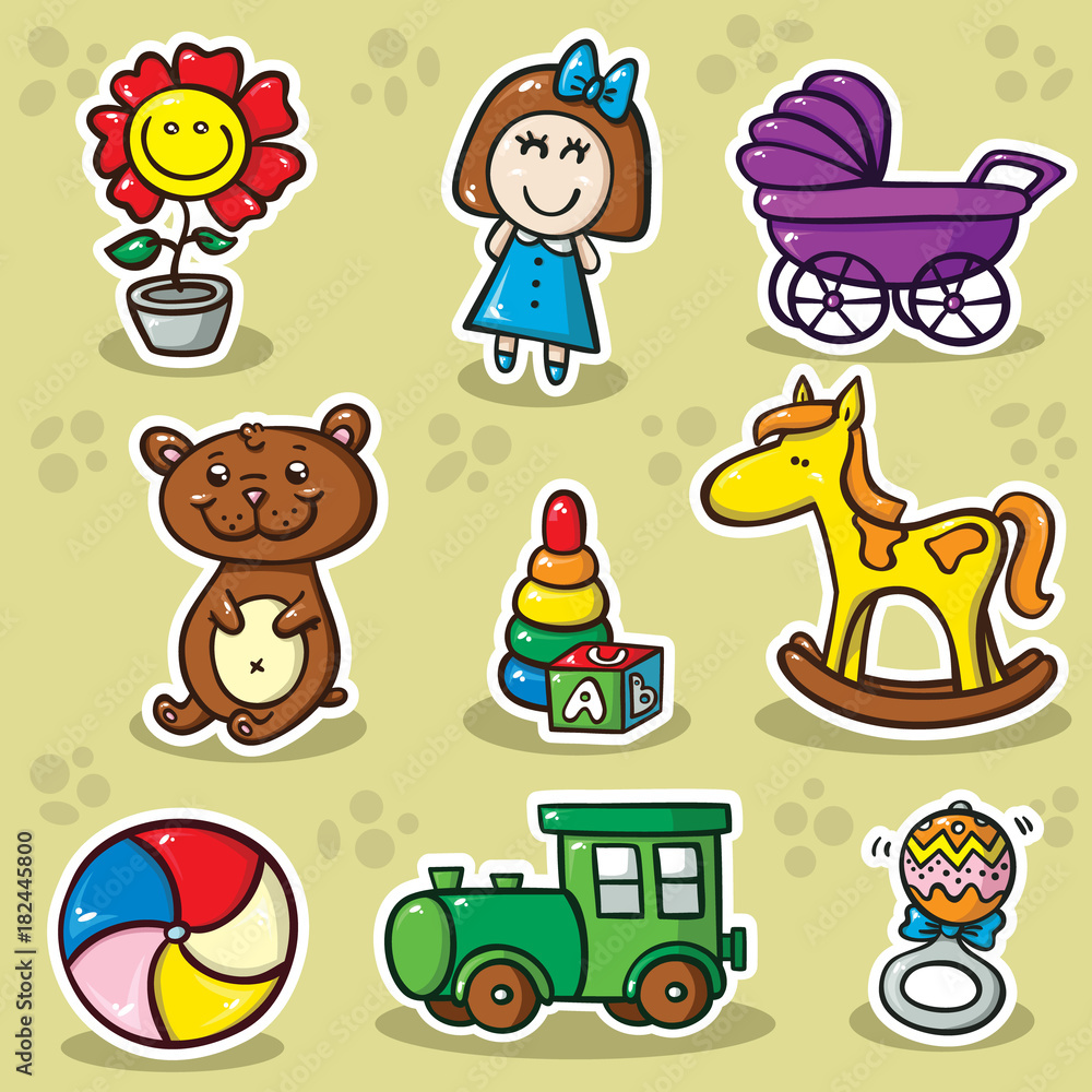 Obraz premium Collection of cute vector toys