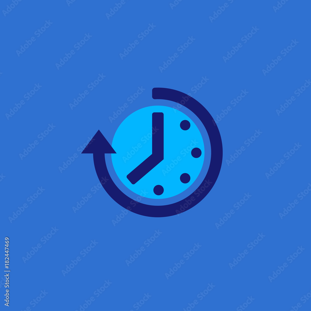 Abstract flat style time and clock vector icon.