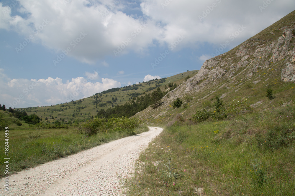 Sentiero nella valle sul monte Monte Della Selva, direzione Fonte Vedice, inizio estate