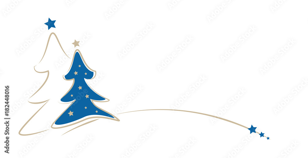 zwei weihnachtsbäume - blau/beige zwei weihnachtsbäume - blau/beige