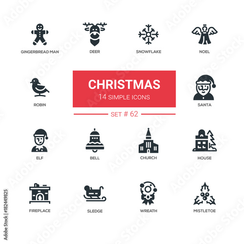Holiday season, Christmas - line design icons set