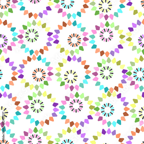 Seamless geometric flower pattern vector design background art circles with leaves covers flower shapes