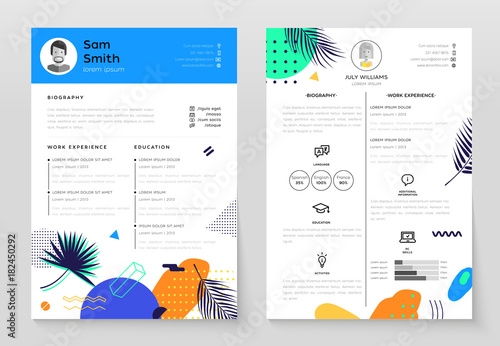 Personal CV- set of modern vector template illustrations