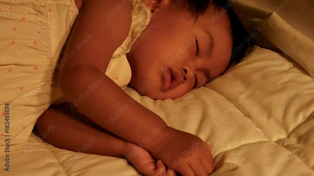 4k of lovely baby sleeping in white bed 4k of lovely baby sleeping in white bed