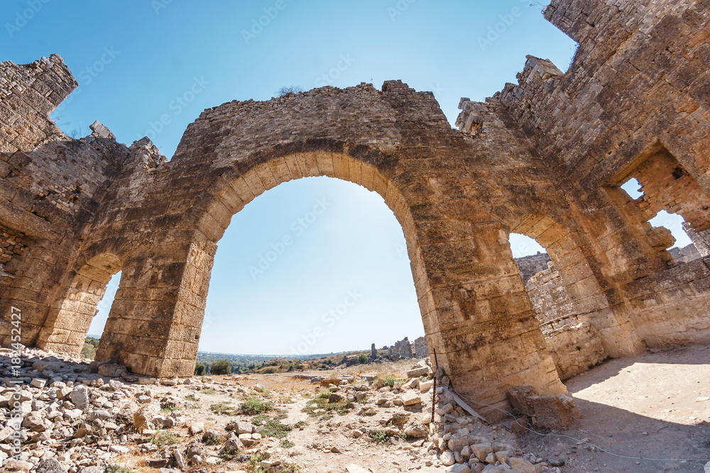 Ruins of an old Aspendos town in Turkey