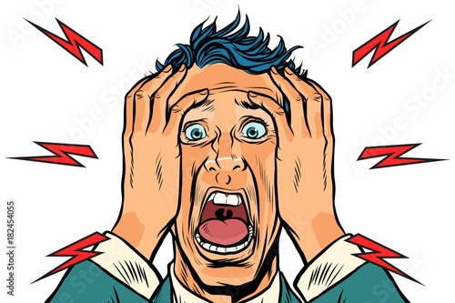 screaming man isolated on white background