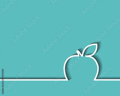 outline apple on green isolated