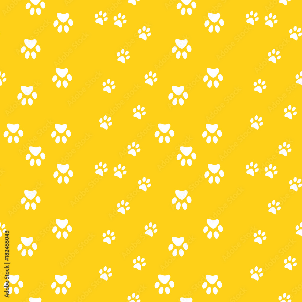 Vector seamless pattern with cat footprints. Can be used for wallpaper, web page background, surface textures.