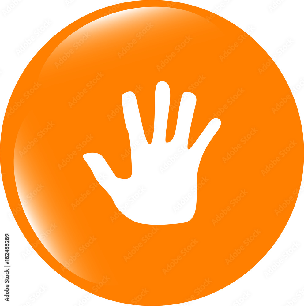 hand icon on web button . Flat sign isolated on white background hand icon on web button . Flat sign isolated on white background